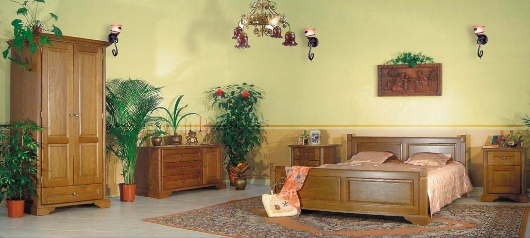 Sypialnia RETRO, drewno dbowe,
rne kolory